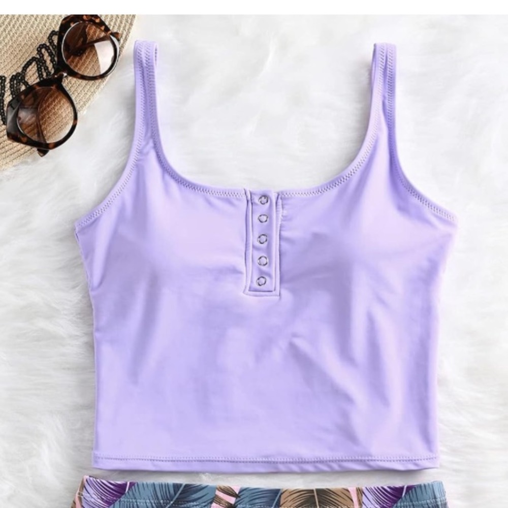XL Women Sports Crop Tank Top - Purple